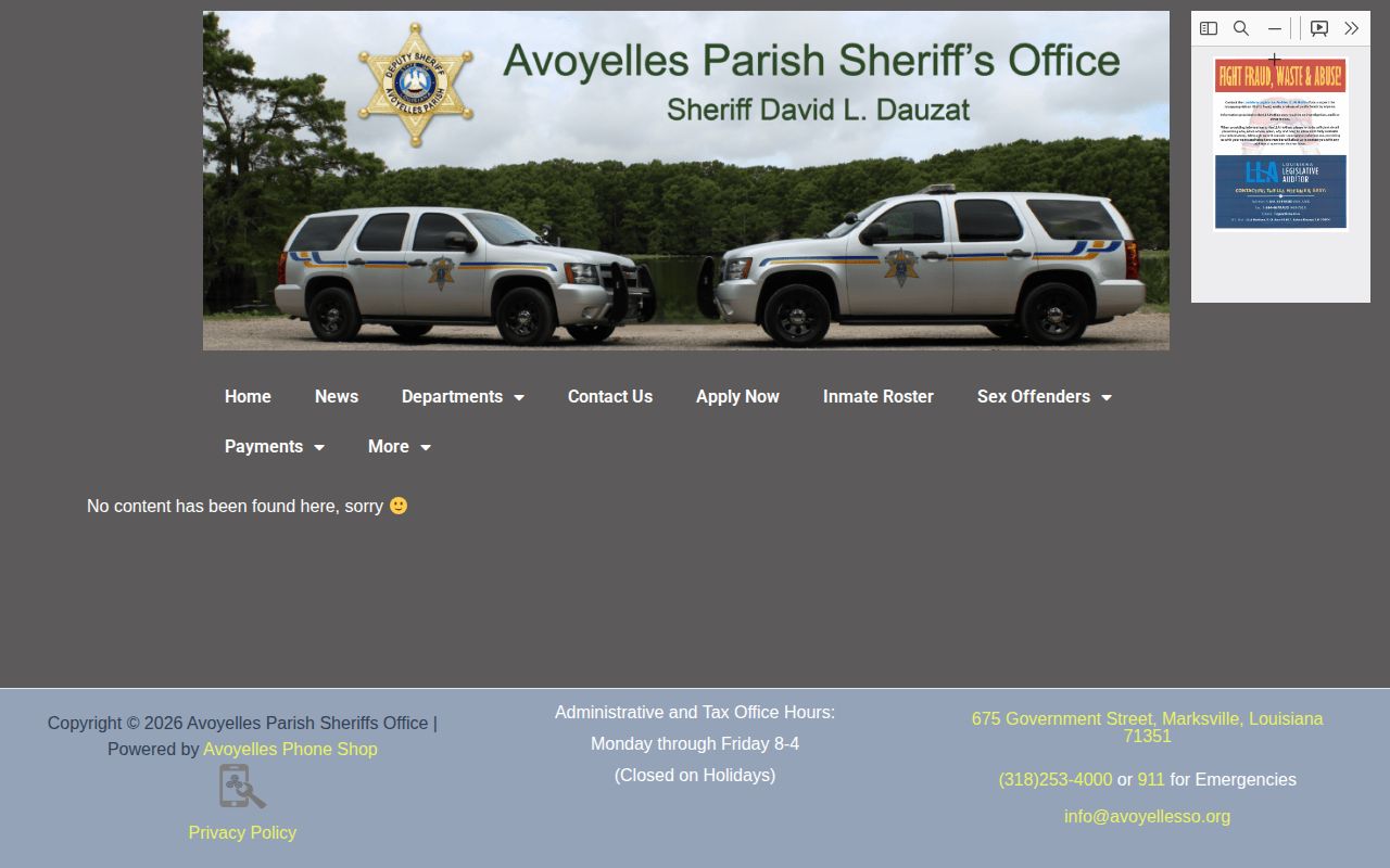 Avoyelles Parish Sheriff most wanted record page