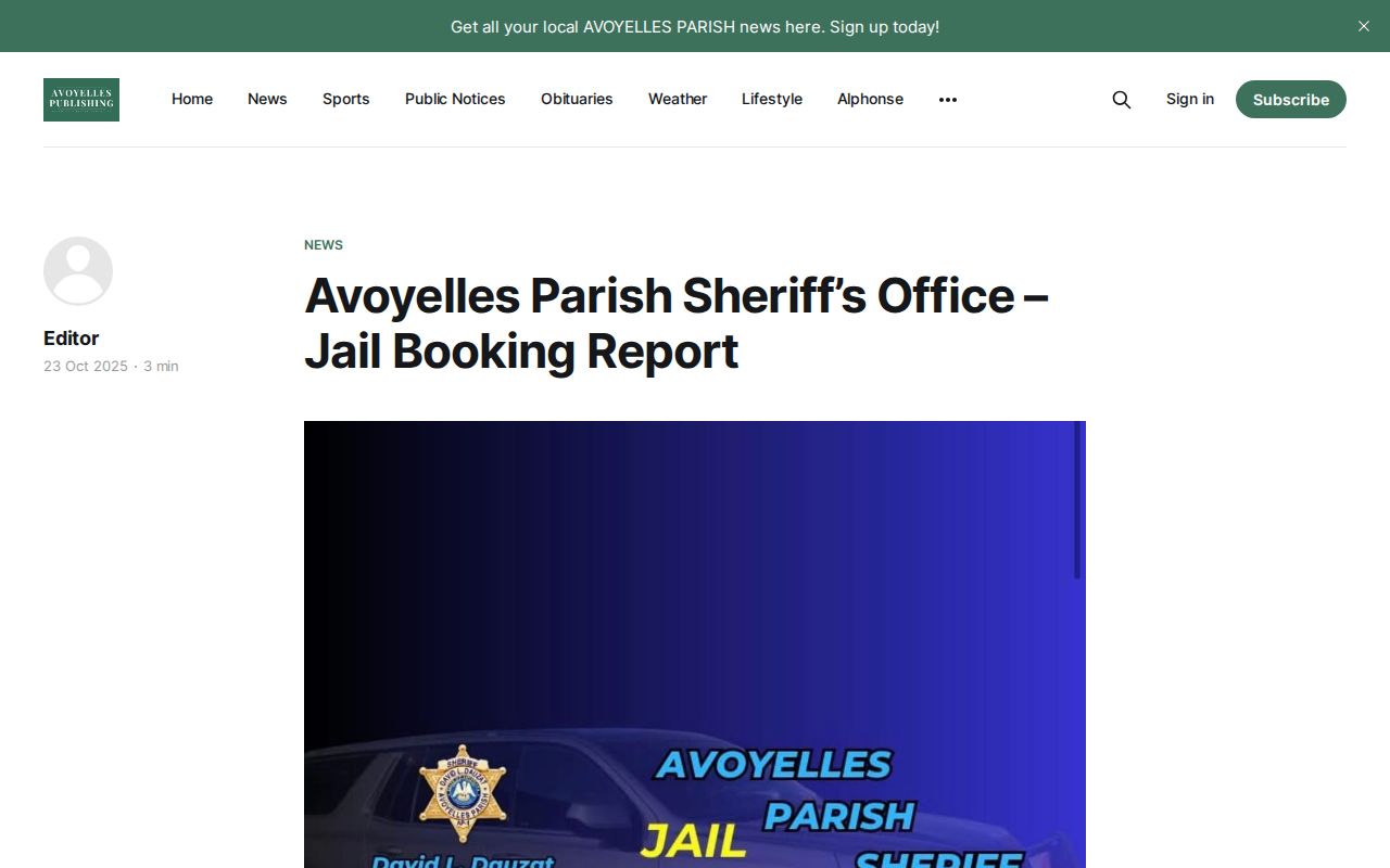 Avoyelles Parish crime news APSO booking article