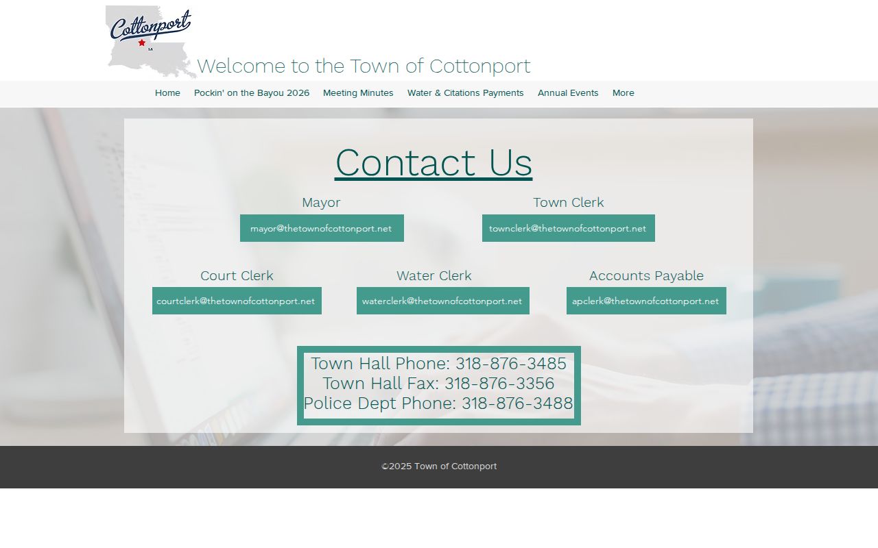 Cottonport official town police contact for arrest records